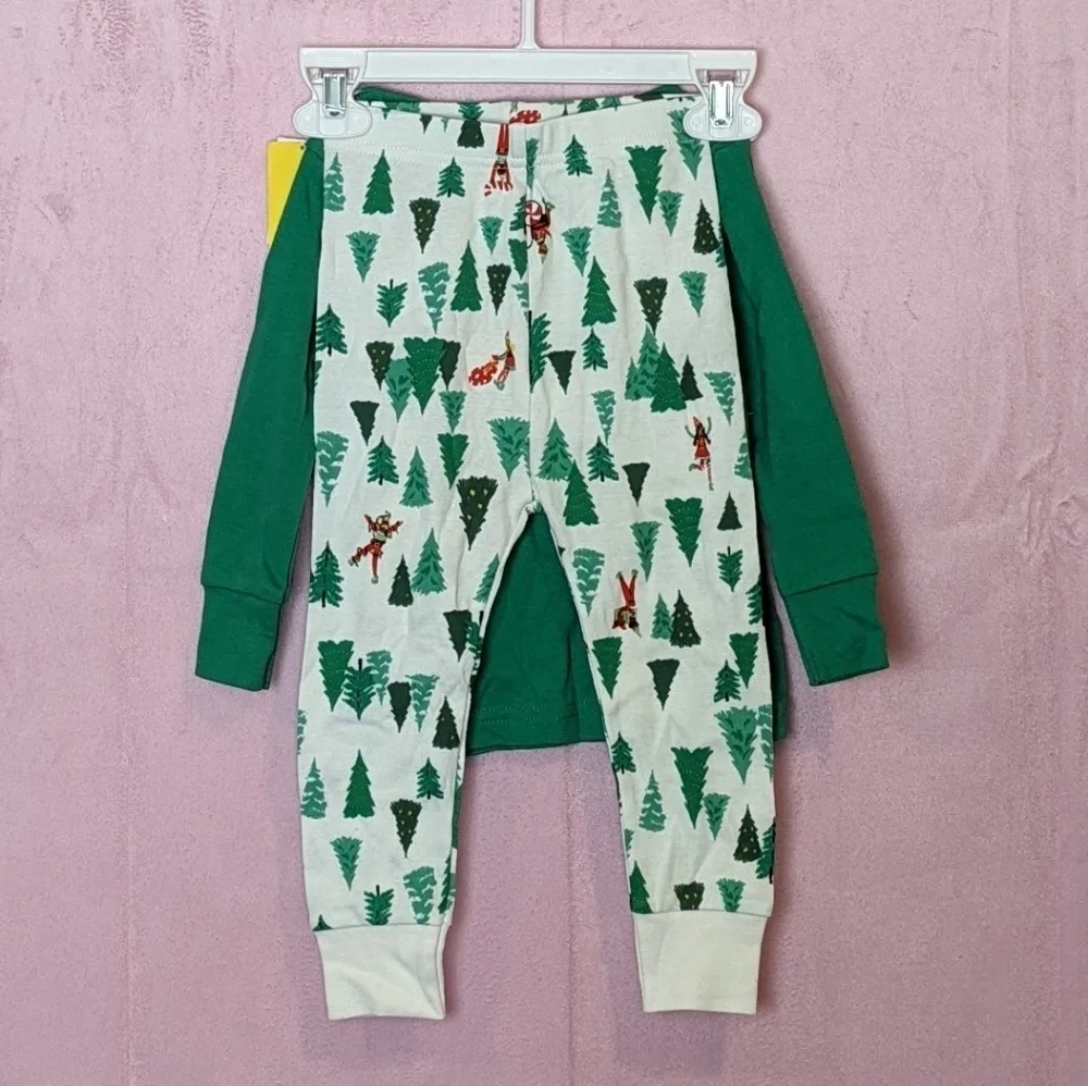 Old Navy Green Festive Mood Matching Tee and Pants Pajama Set size 18-24 Months